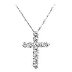Vintage Graff Diamond Platinum Crucifix Pendant Necklace