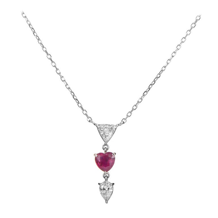 Mikimoto Ruby Diamond Gold Pendant Necklace