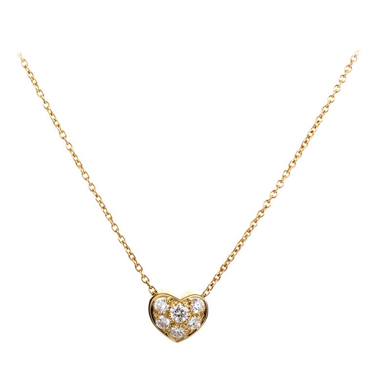 Tiffany & Co. Diamond Gold Heart Pendant Necklace