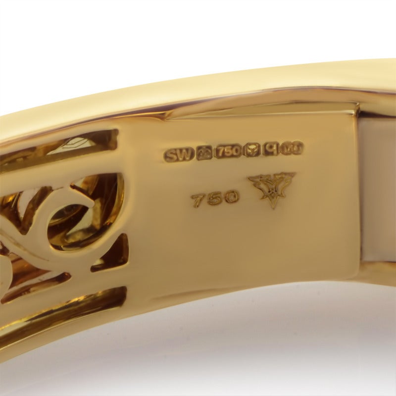 Women's Stephen Webster Crystal Haze Mother of Pearl Diamond Gold Cuff Bangle