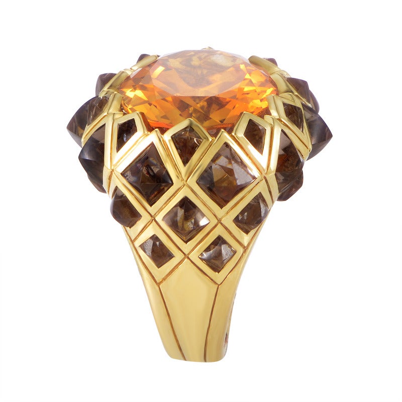 Stephen Webster Armadillo Citrine Quartz Gold Ring In New Condition In Southampton, PA