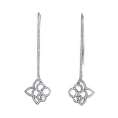 Retro Louis Vuitton Diamond Gold Flower Dangle Earrings