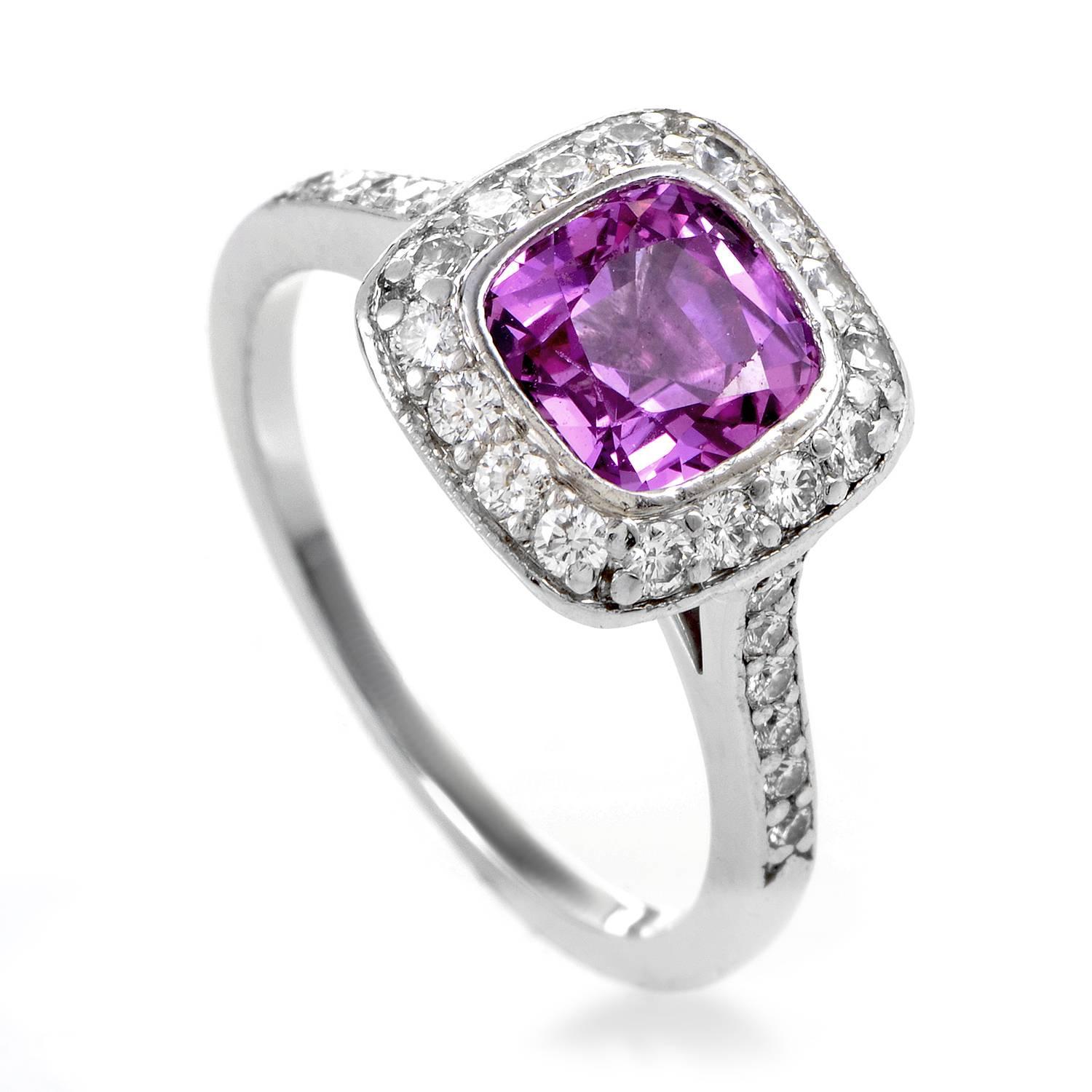 Tiffany & Co. Legacy Pink Sapphire Diamond Platinum Ring