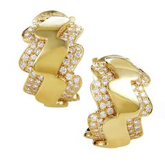 Van Cleef & Arpels Diamond Gold Zigzag Clip-on Earrings