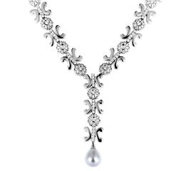 Korloff Pearl Diamond Gold Pendant Necklace