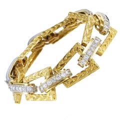 Hammerman Brothers Multi-Tone Gold Diamond Link Bracelet 12