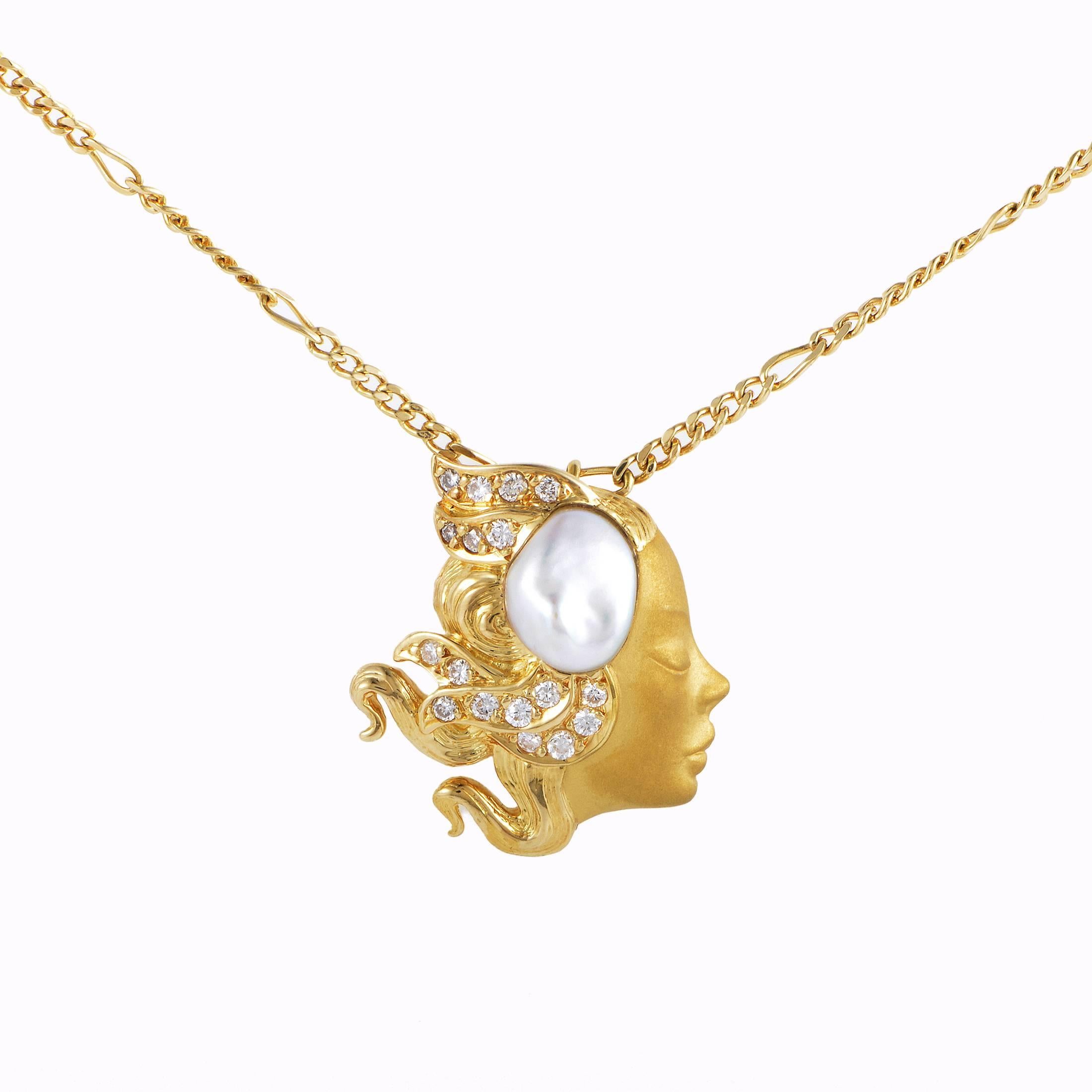 Carrera y Carrera Mother of Pearl Diamond Gold Woman Pendant Necklace