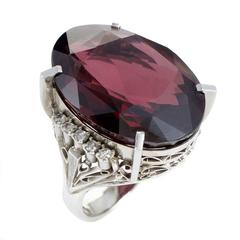 Diamond Pink Tourmaline Platinum Ring