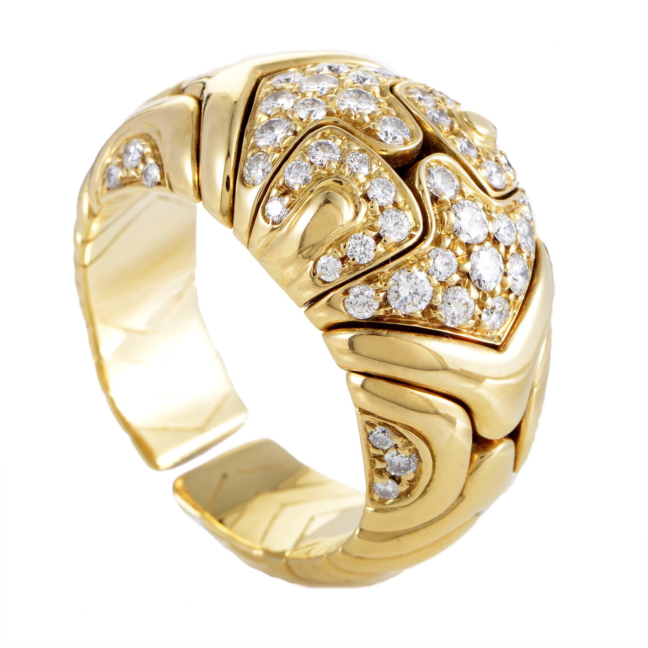 Bulgari Alveare Diamond Yellow Gold Band Ring