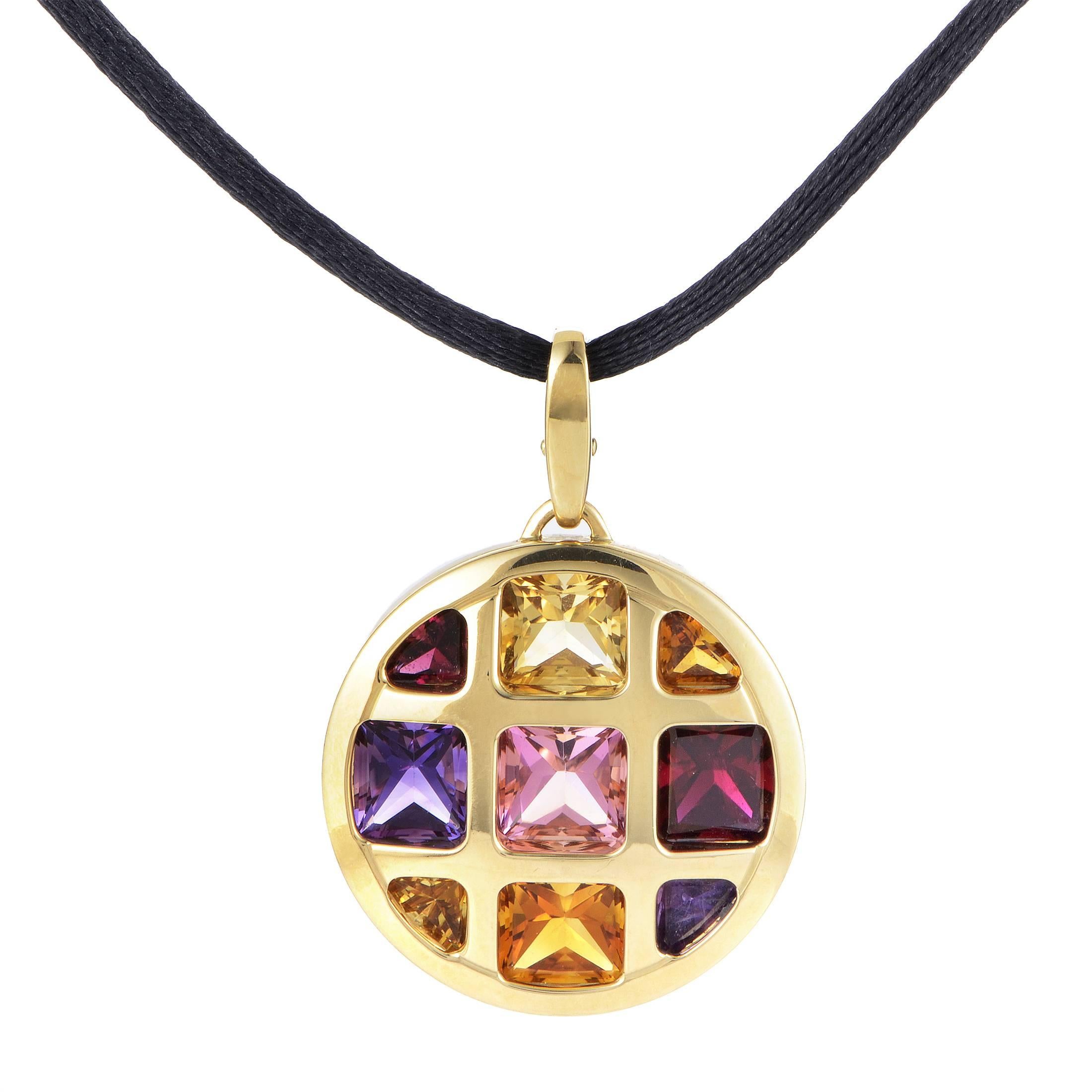 Cartier Pasha Multi-Gemstone Gold Pendant and Cord Necklace