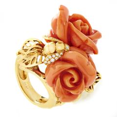 Dior Pré Catelan Coral Diamond Gold Rose Ring