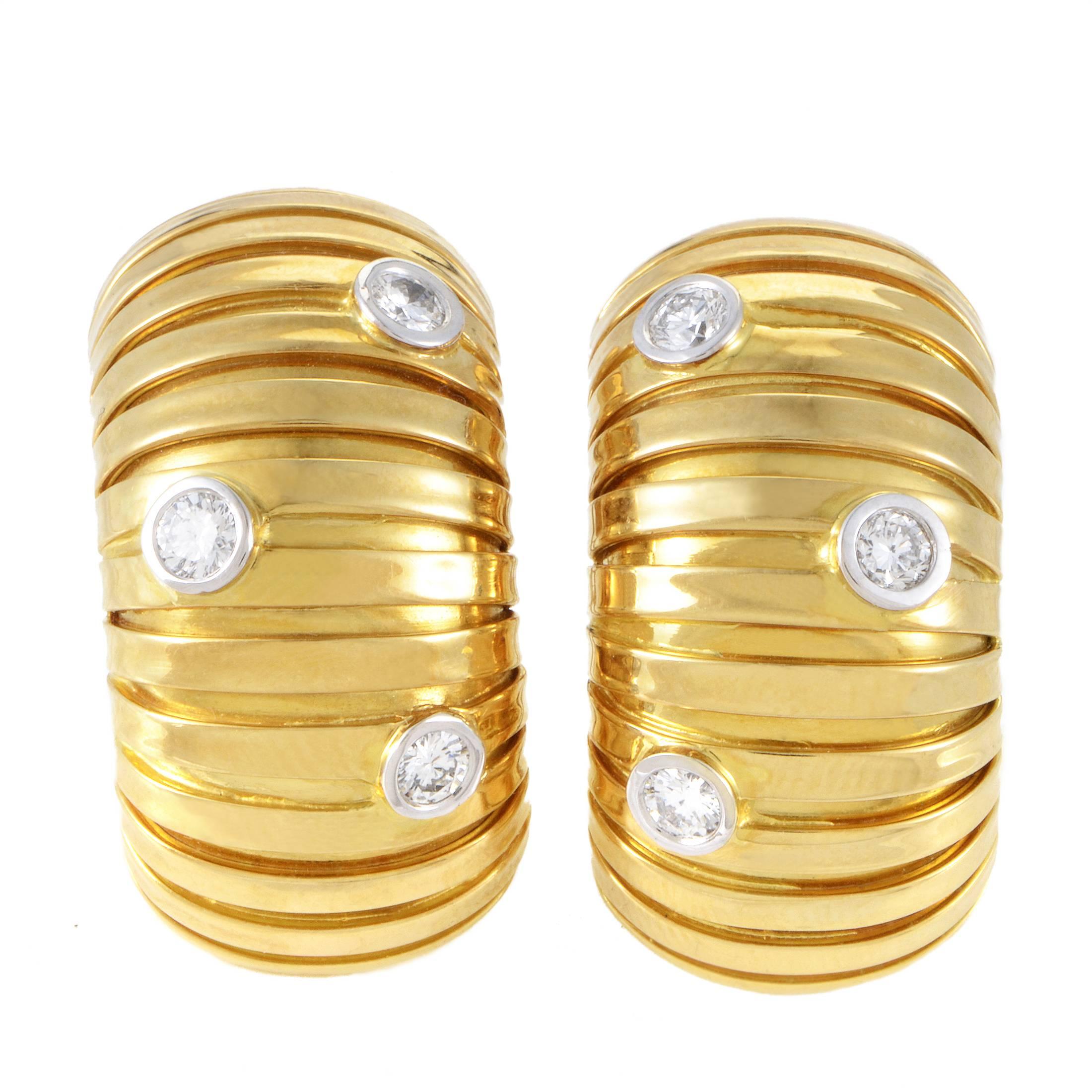 Carlo Weingrill Diamond Multicolor Gold Huggie Earrings