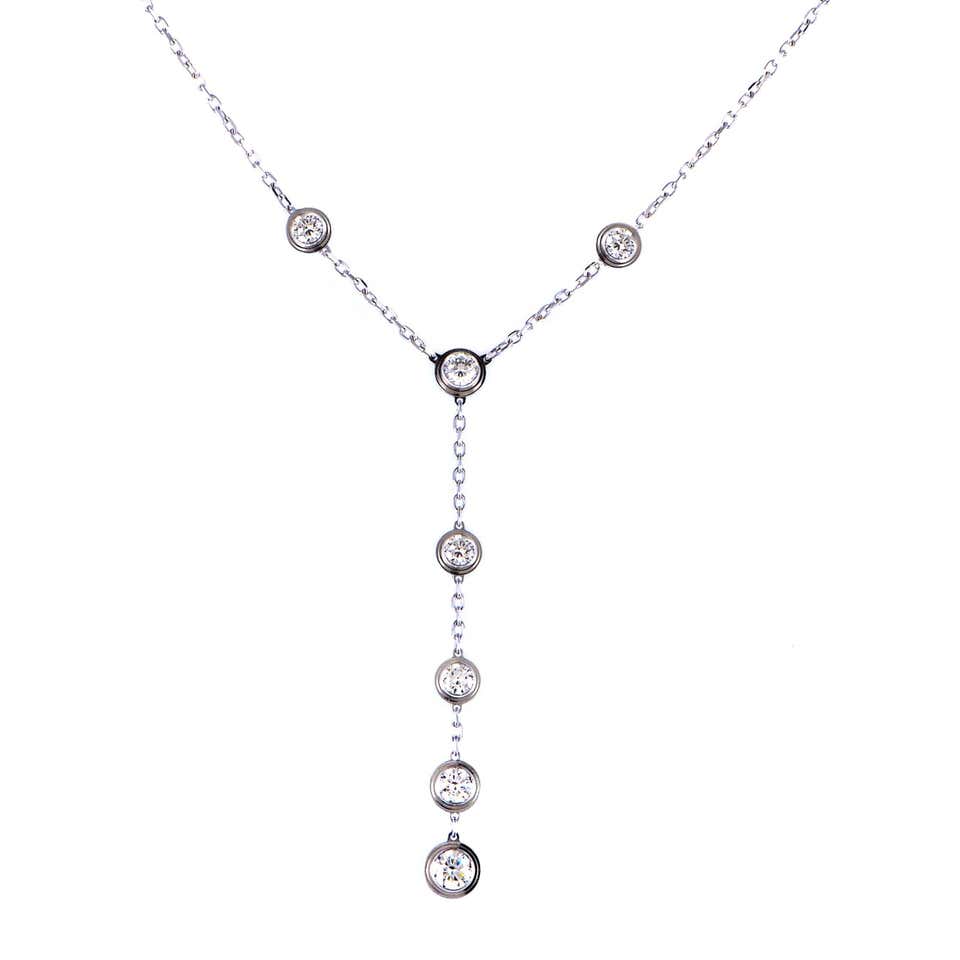 Cartier White Gold Bezel Set Diamond Necklace at 1stDibs | cartier ...
