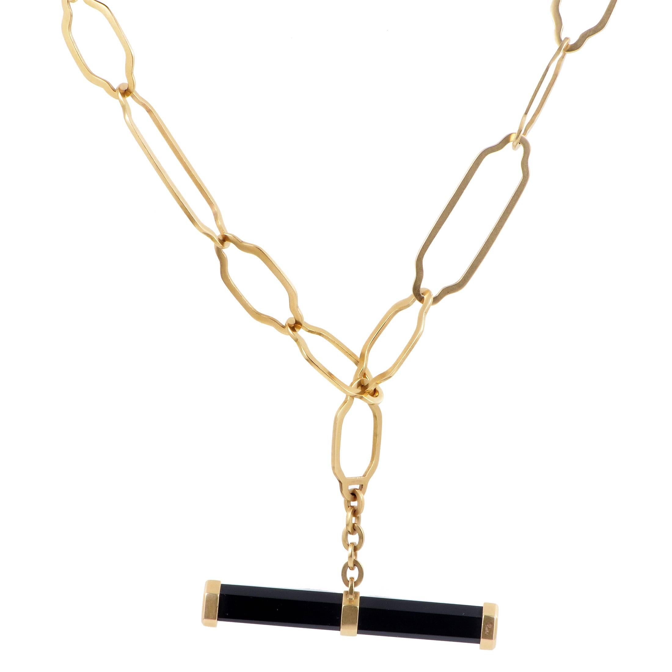 Pomellato Rose Gold Onyx Stick Pendant Necklace