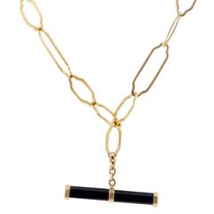 Vintage Pomellato Rose Gold Onyx Stick Pendant Necklace