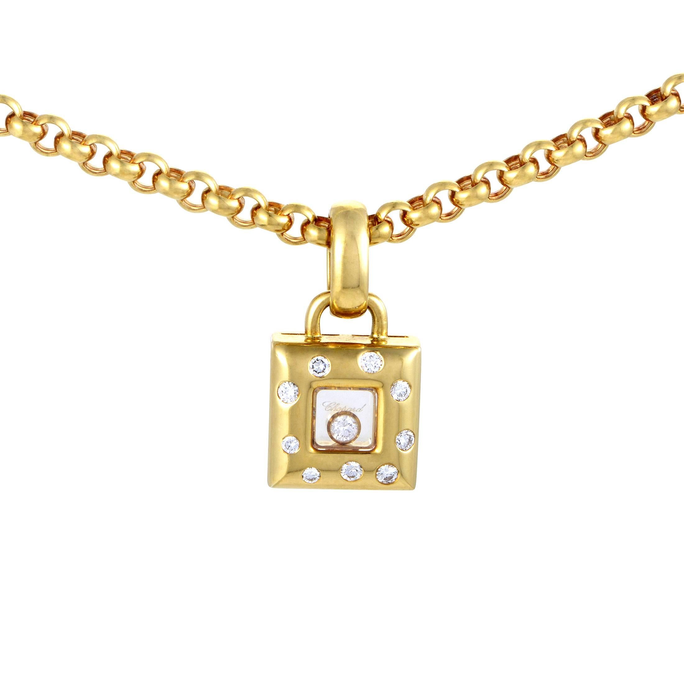 Chopard Happy Diamonds Yellow Gold Square Pendant Necklace