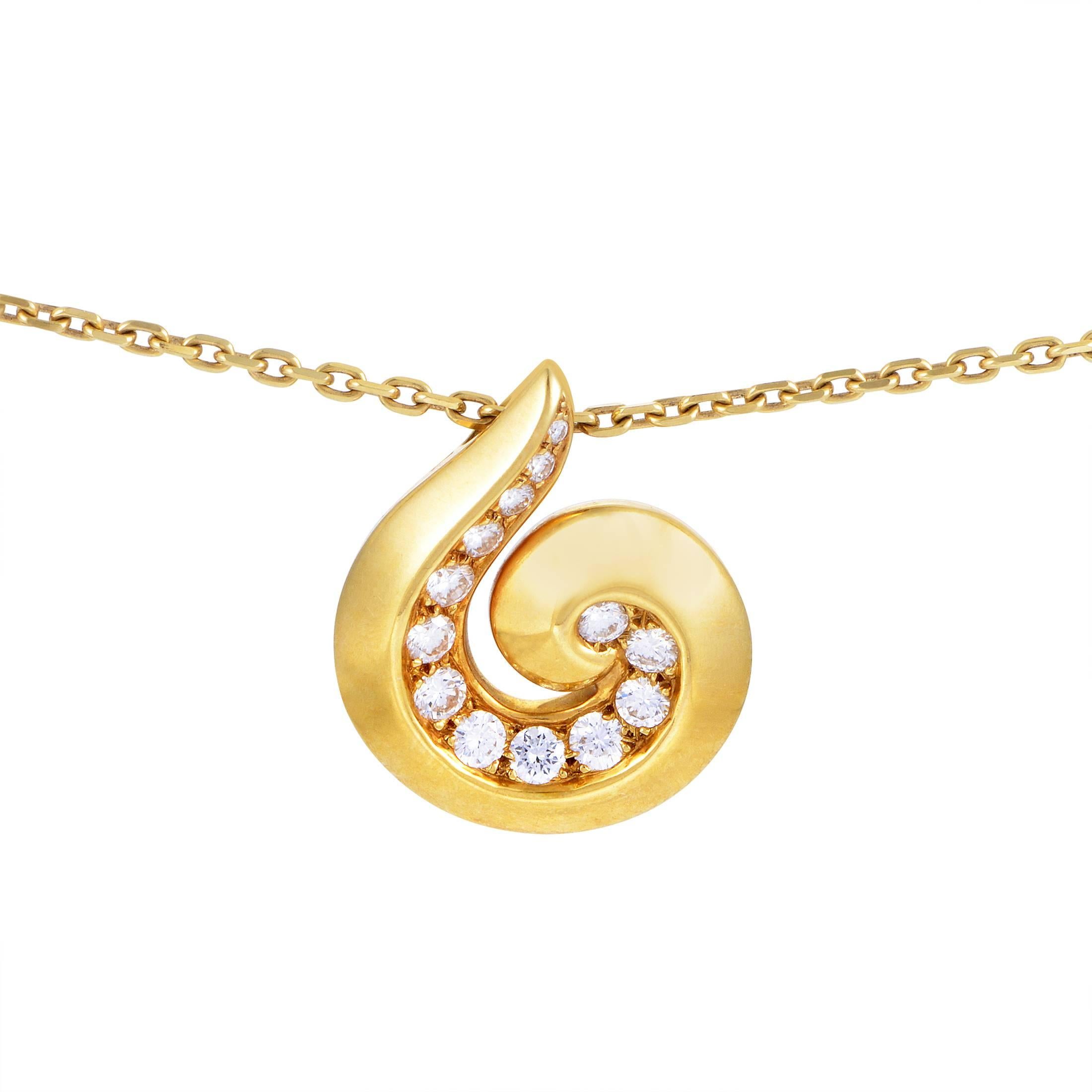 Van Cleef & Arpels Yellow Gold Diamond Breeze Pendant Necklace