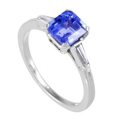 Tiffany & Co. Tapered Diamond Baguette Tanzanite Platinum Ring