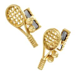 Vintage Tiffany & Co. Tennis Ball and Racket Gold Cufflinks