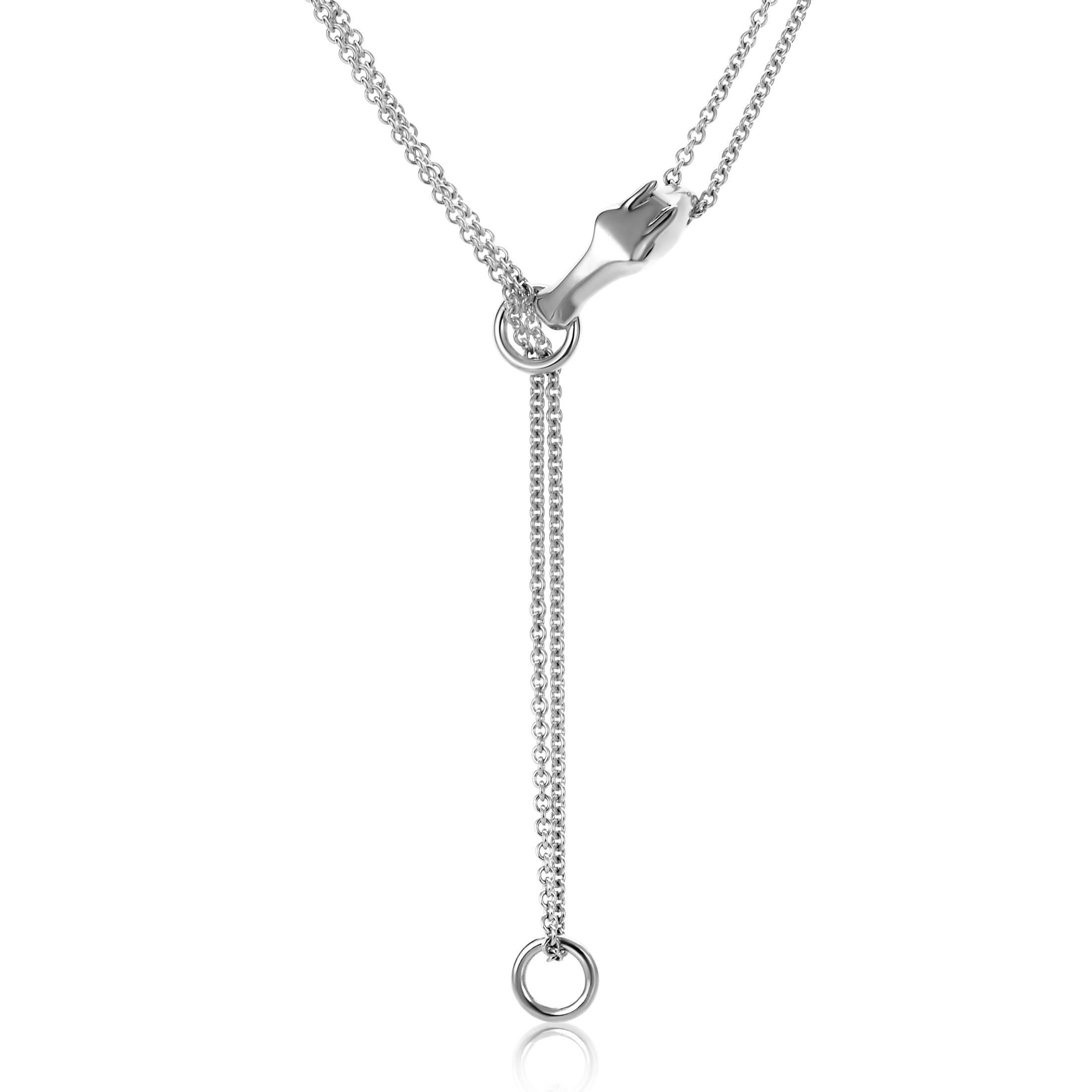 Hermes Galop Sterling Silver Lariat Necklace