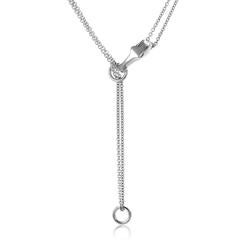 Hermes Galop Sterling Silver Lariat Necklace
