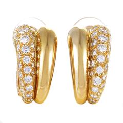 Cartier Partial Diamond Pave Yellow Gold Clip-on Earrings