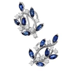 Sapphire Diamond Gold Vine Earrings 5
