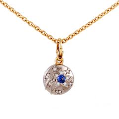 Vintage Chanel Comete Sapphire Diamond Two-Color Gold Pendant Necklace
