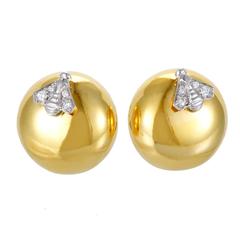 Vintage Pomellato Diamond Two Color Gold Honeybee Clip-On Earrings