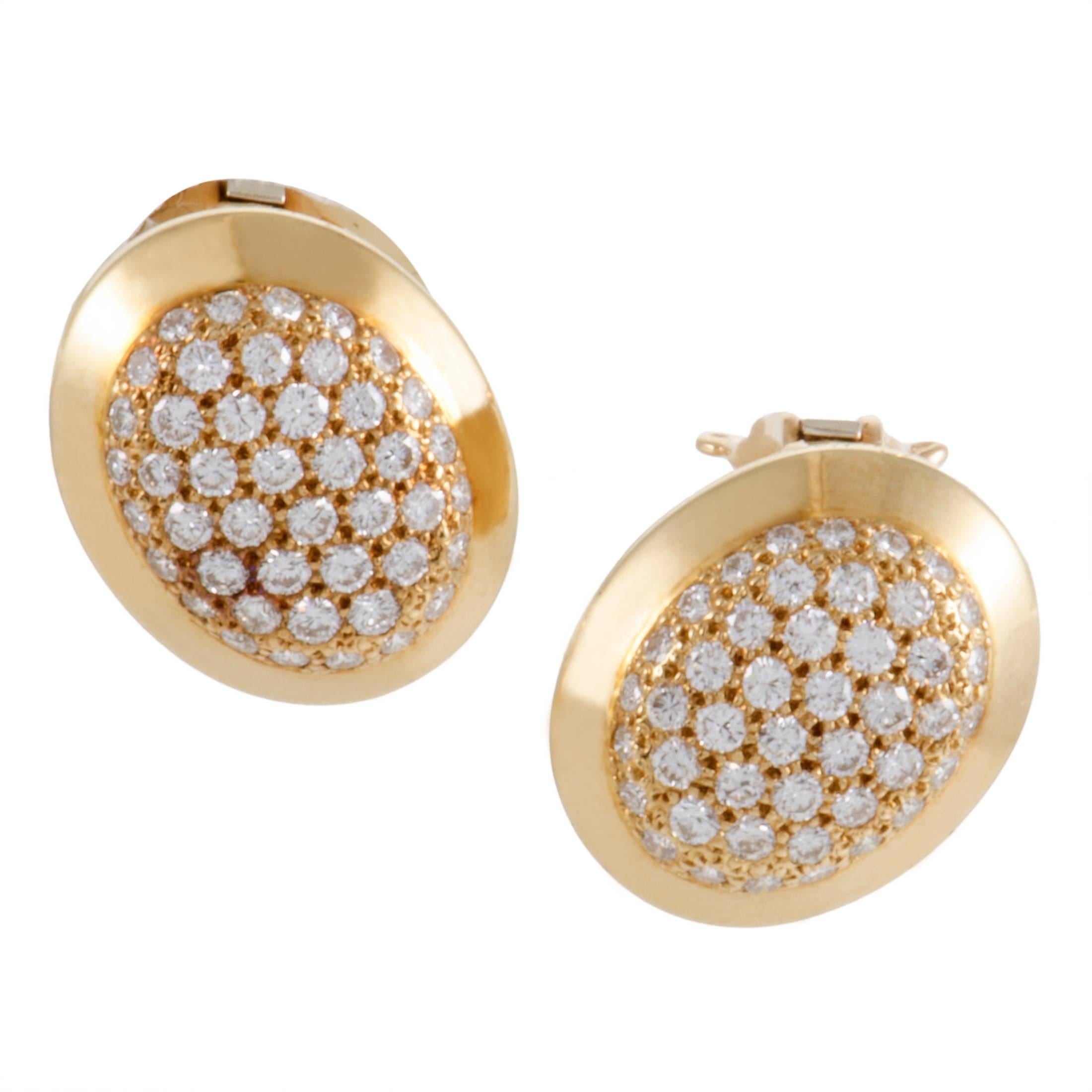 Cartier Diamond Pave Yellow Gold Clip-on Earrings