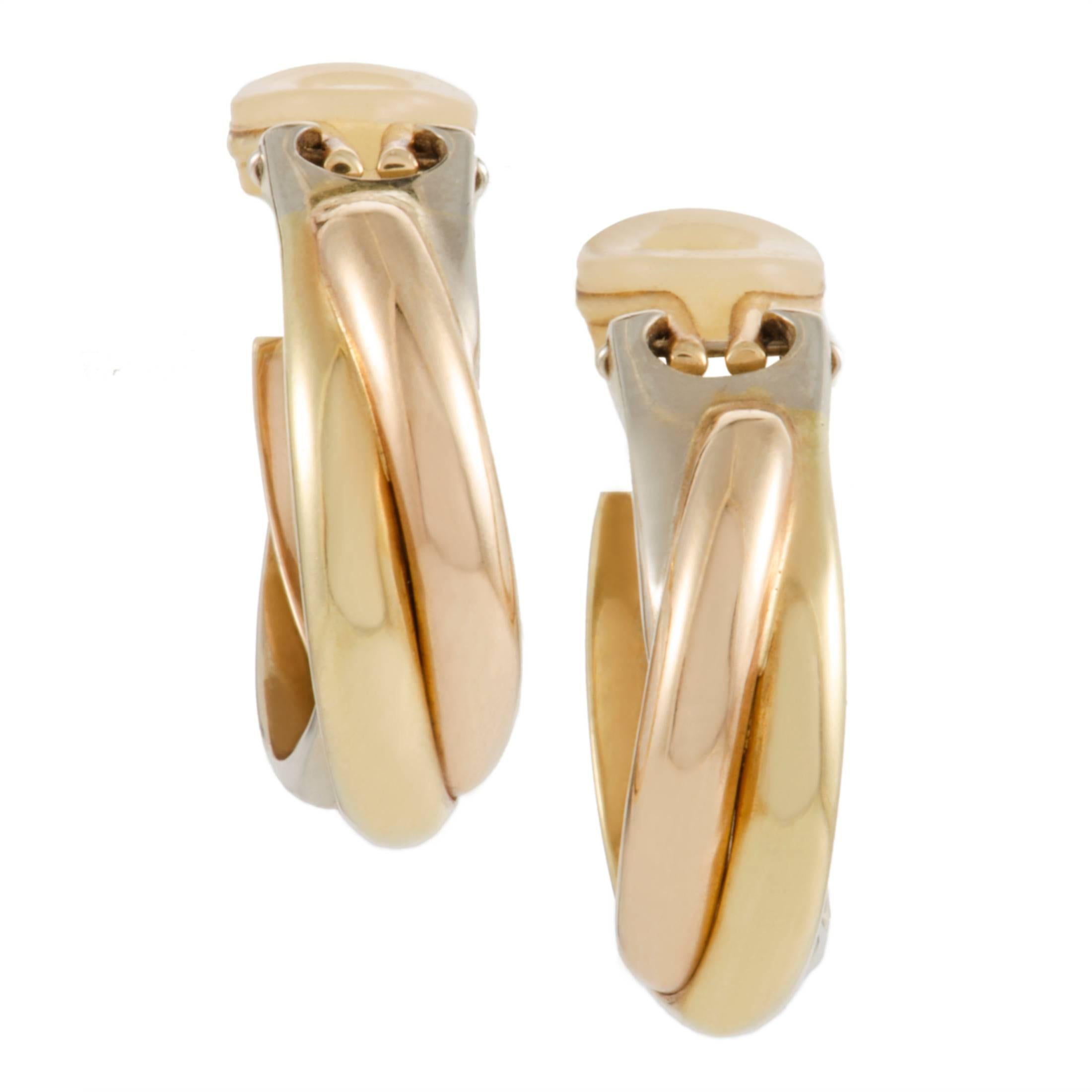 Cartier Trinity Rose White and Yellow Gold Clip-on Earrings