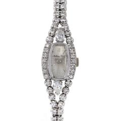 Vintage Mathey-Tissot Ladies White Gold Diamond Pave Quartz Wristwatch