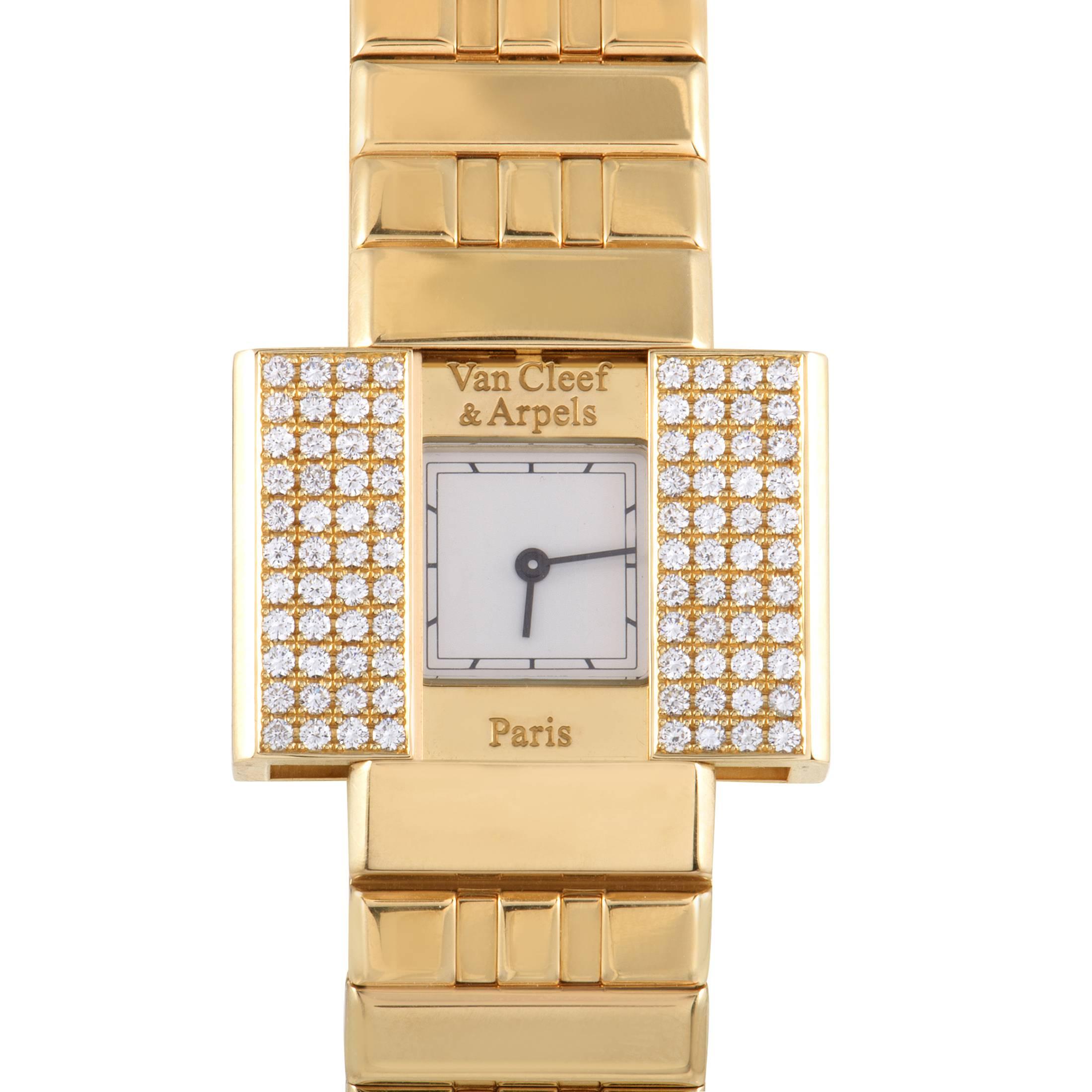 Van Cleef & Arpels Ladies Yellow Gold Diamond Domino Quartz Wristwatch