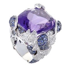 Diamond Sapphire Amethyst Cocktail Ring 7