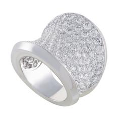 Cartier Diamond Pave Curved White Gold Band Ring