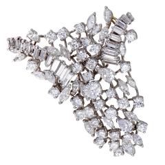 Diamond Cluster Platinum Brooch Pendant