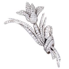 Full Diamond Pave White Gold Flower Brooch