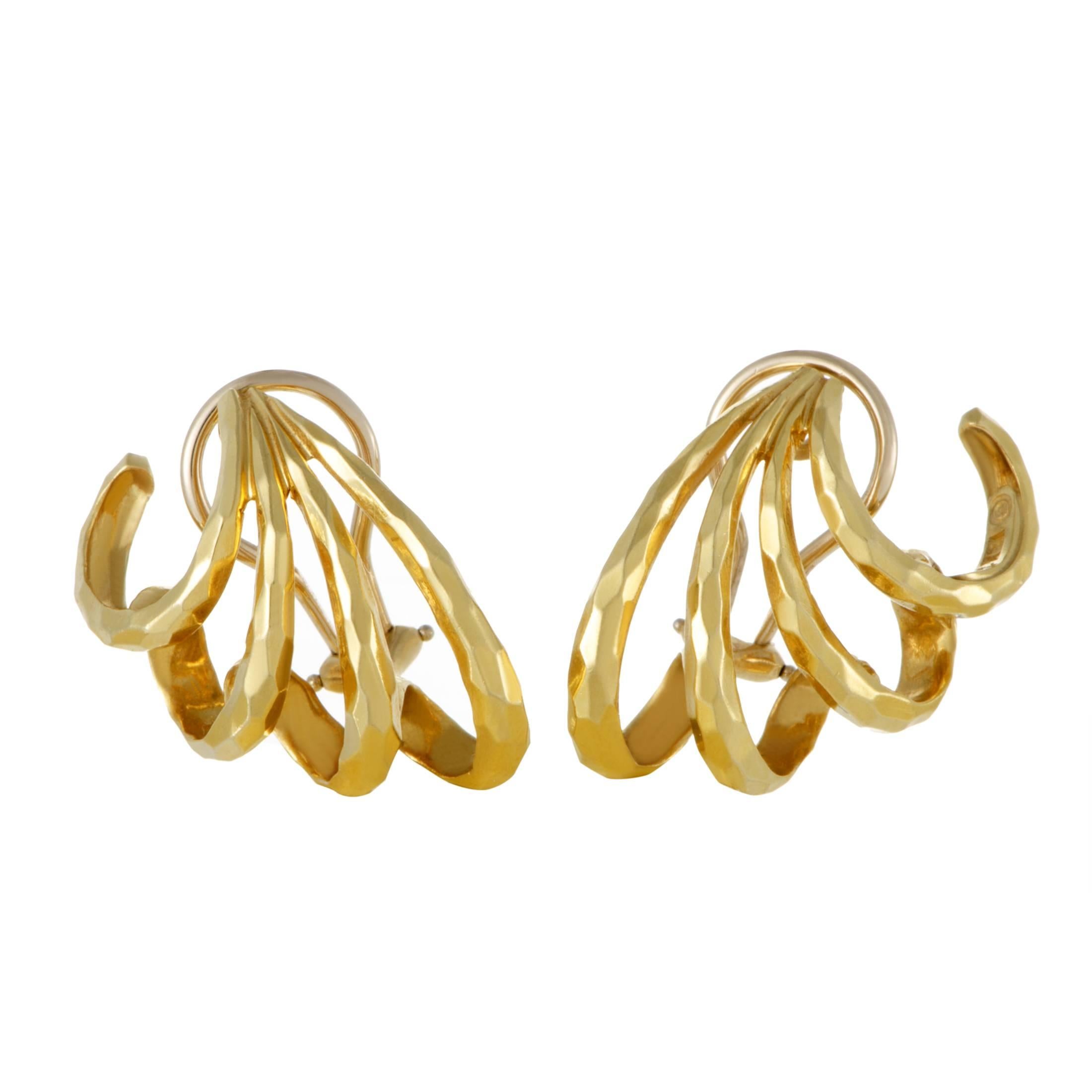 Henry Dunay Women's Hammered Yellow Gold Earrings