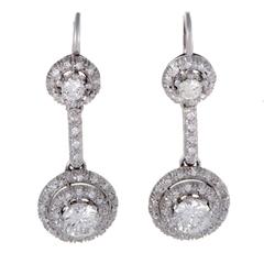 Platinum Diamond Pave Dangle Earrings