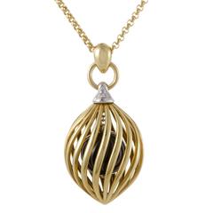 Damiani Diamond and Caged Onyx Yellow and White Gold Pendant Necklace 12