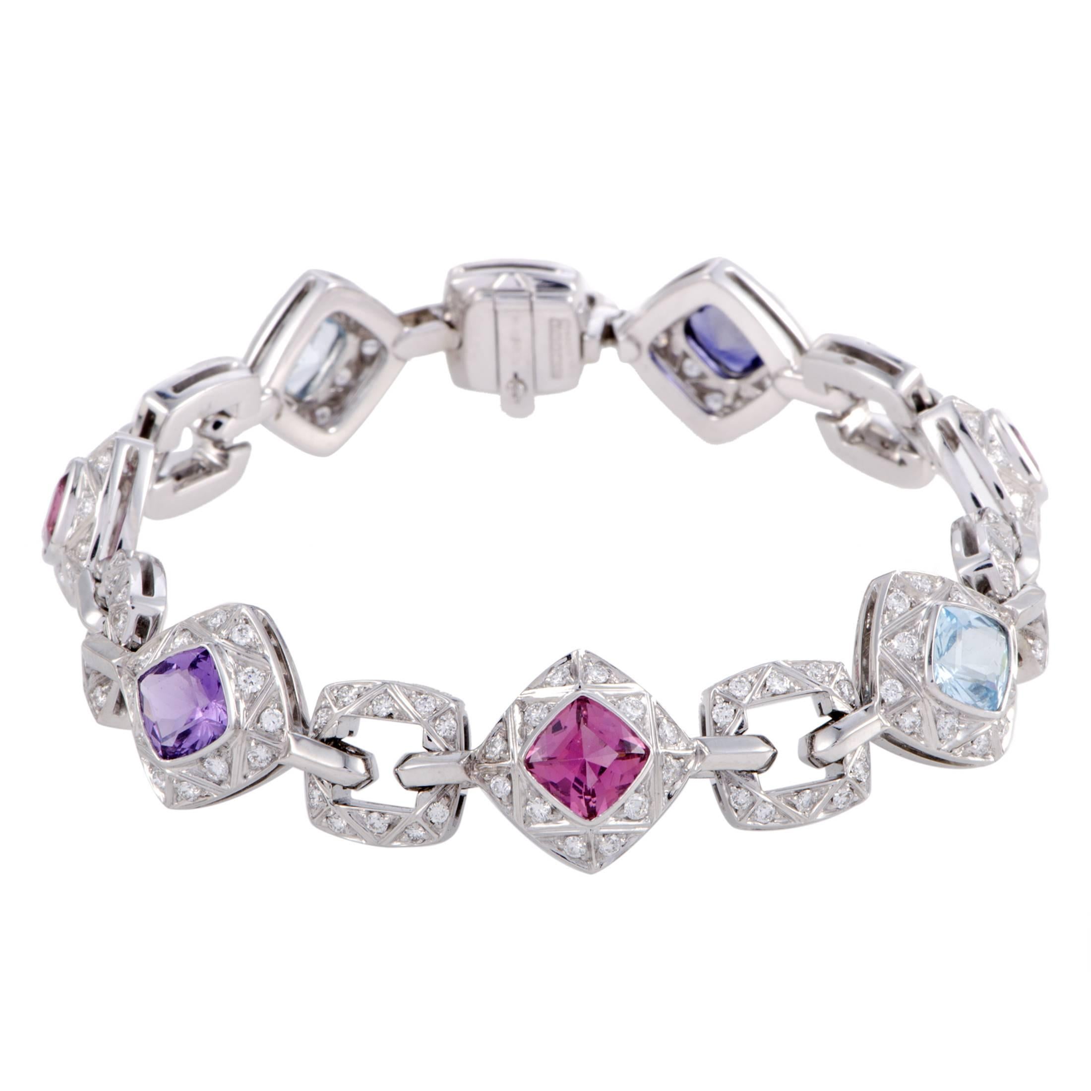 Asprey Multiple Gemstone Diamond Gold Bracelet