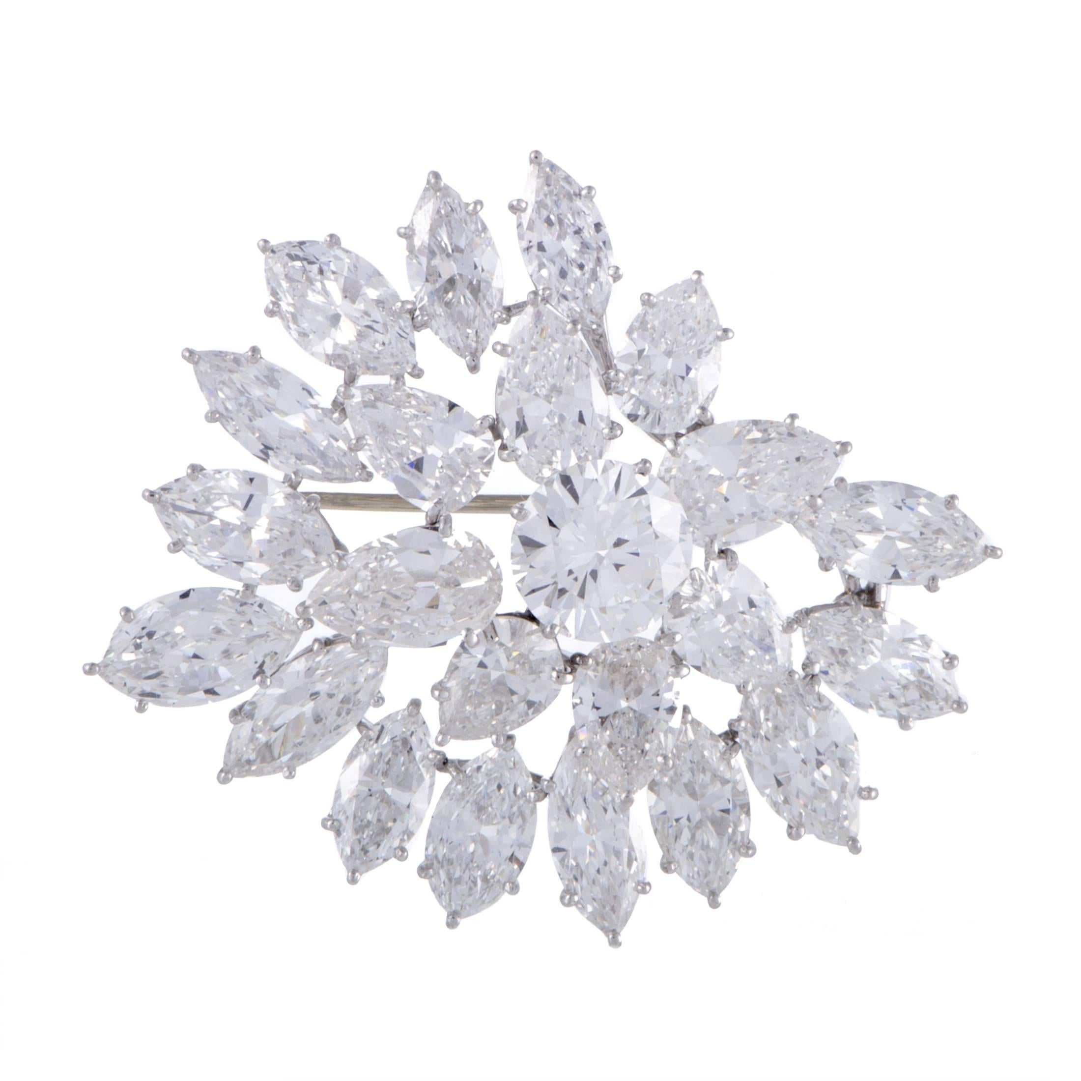 Harry Winston Diamond Platinum Cluster Brooch