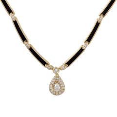 Korloff Diamond and Enameled Yellow Gold Pendant Necklace