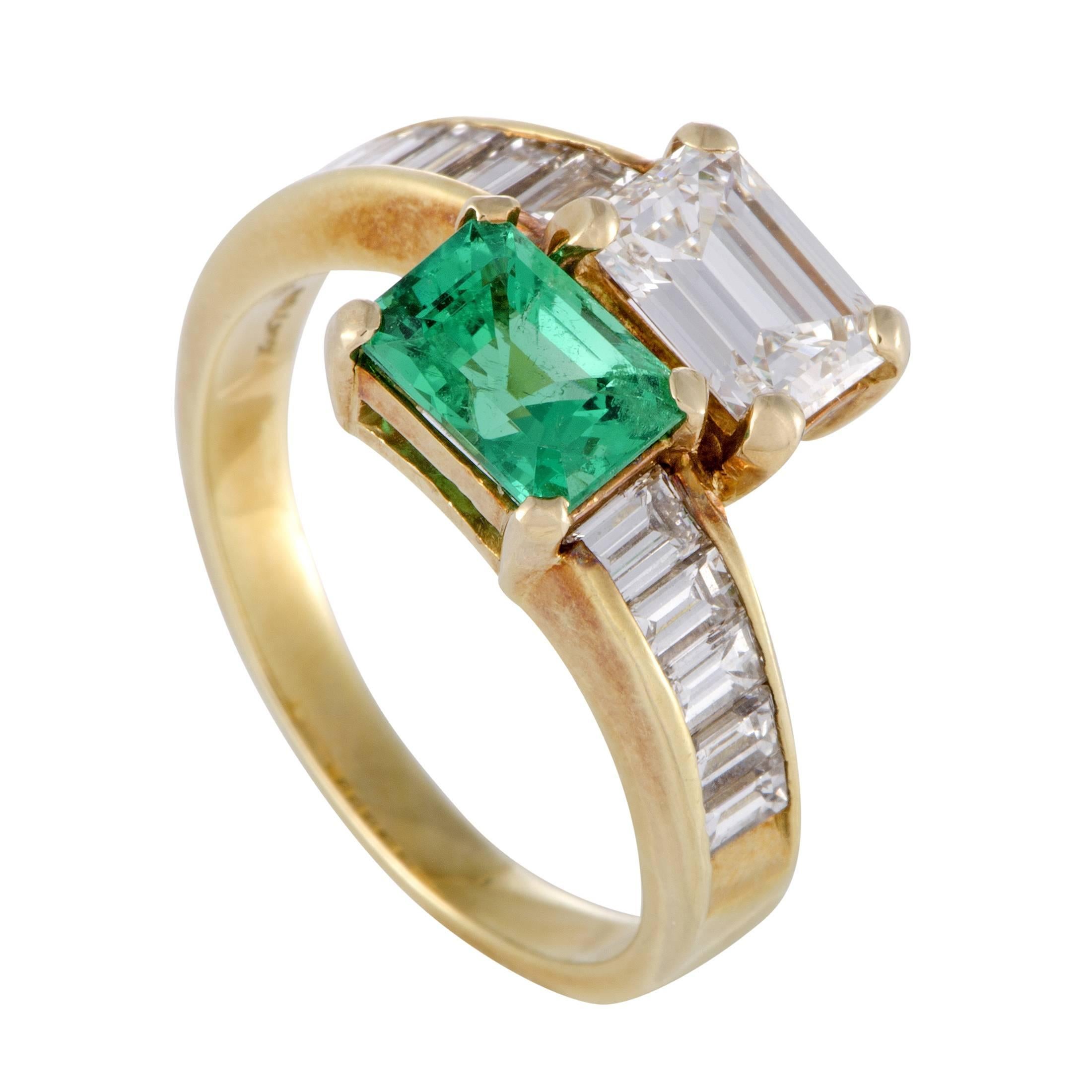 Kutchinsky Emerald Diamond Yellow Gold Ring