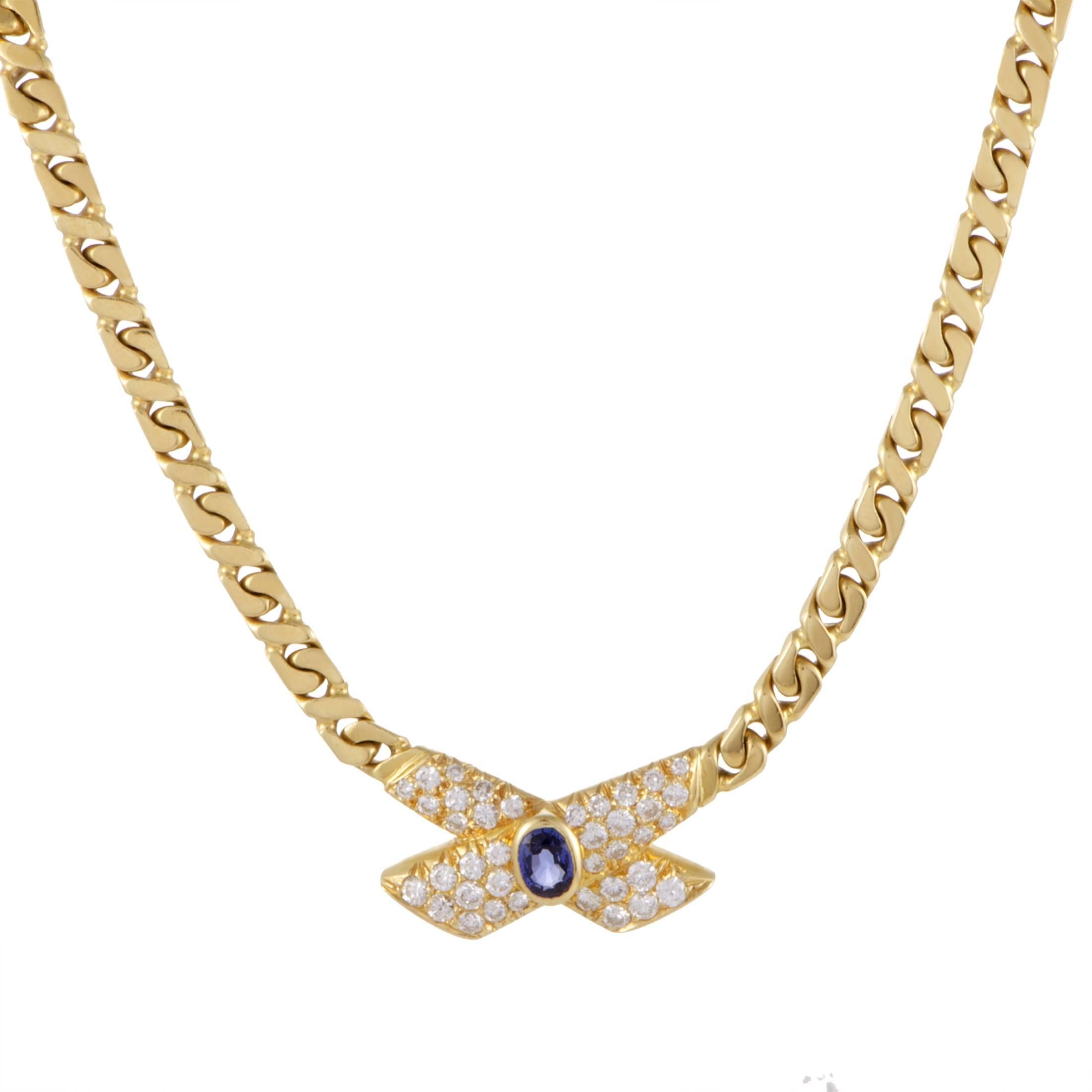 Van Cleef & Arpels Sapphire Diamond Pave Yellow Gold Collar Necklace