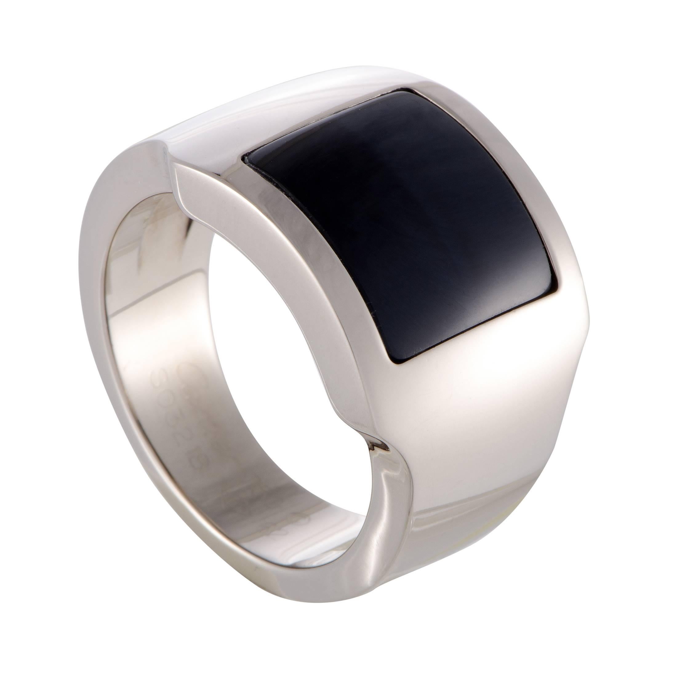 Cartier Santos Onyx White Gold Band Ring