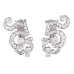 Cartier Dentelle Full Diamond Pave Platinum Clip-On Earrings