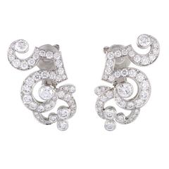 Cartier Dentelle Full Diamond Pave Platinum Clip-On Earrings 8