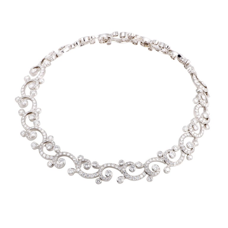 Cartier Dentelle Full Diamond Pave and Platinum Collar Necklace at ...