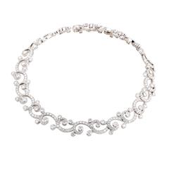 Cartier Dentelle Full Diamond Pave and Platinum Collar Necklace 1